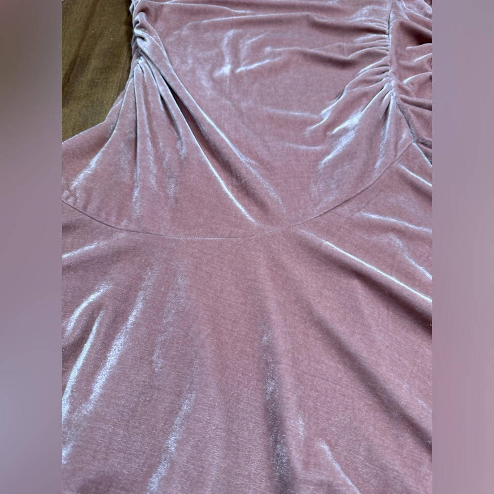 Gianni Bini Glitzy Daze One Shoulder Ruffle Pink Velveteen Dress Women’s L (NWT) - Picture 5 of 8